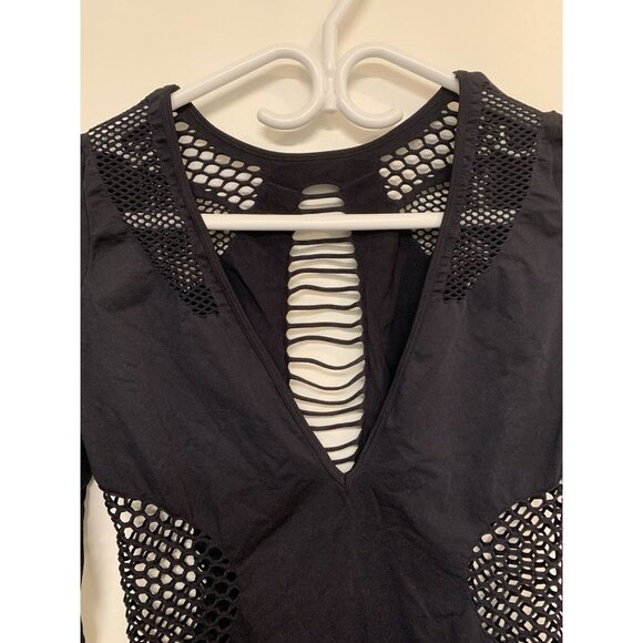 La Senza BODYCON DRESS Size XL Sexy Peekaboo LBD Rave Club Kid Cutouts - Picture 4 of 10